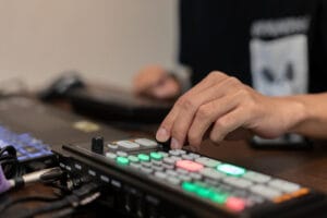 Close up a hand working of switch controller handle video of bro